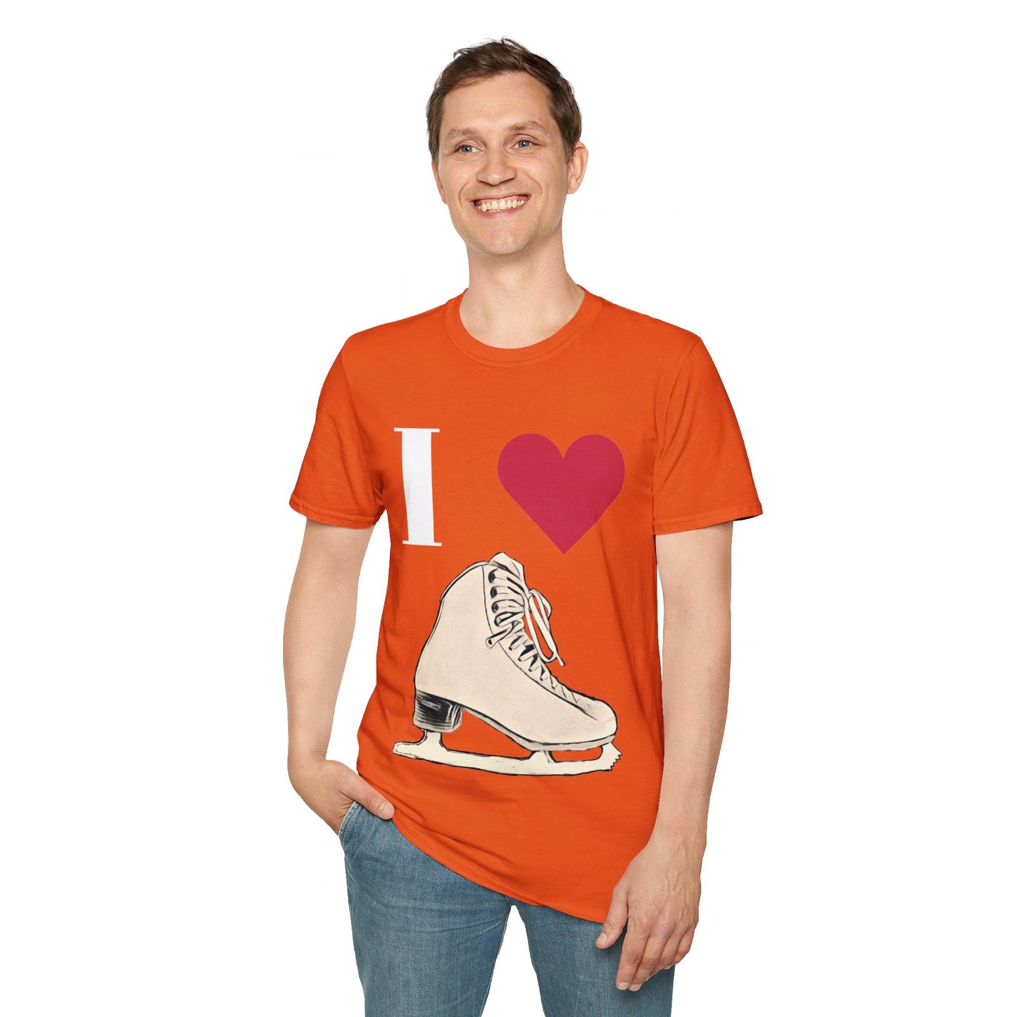 Unisex Softstyle T-Shirt – 100% Cotton ‘I Love Skating’ Graphic Tee | Comfortable & Lightweight