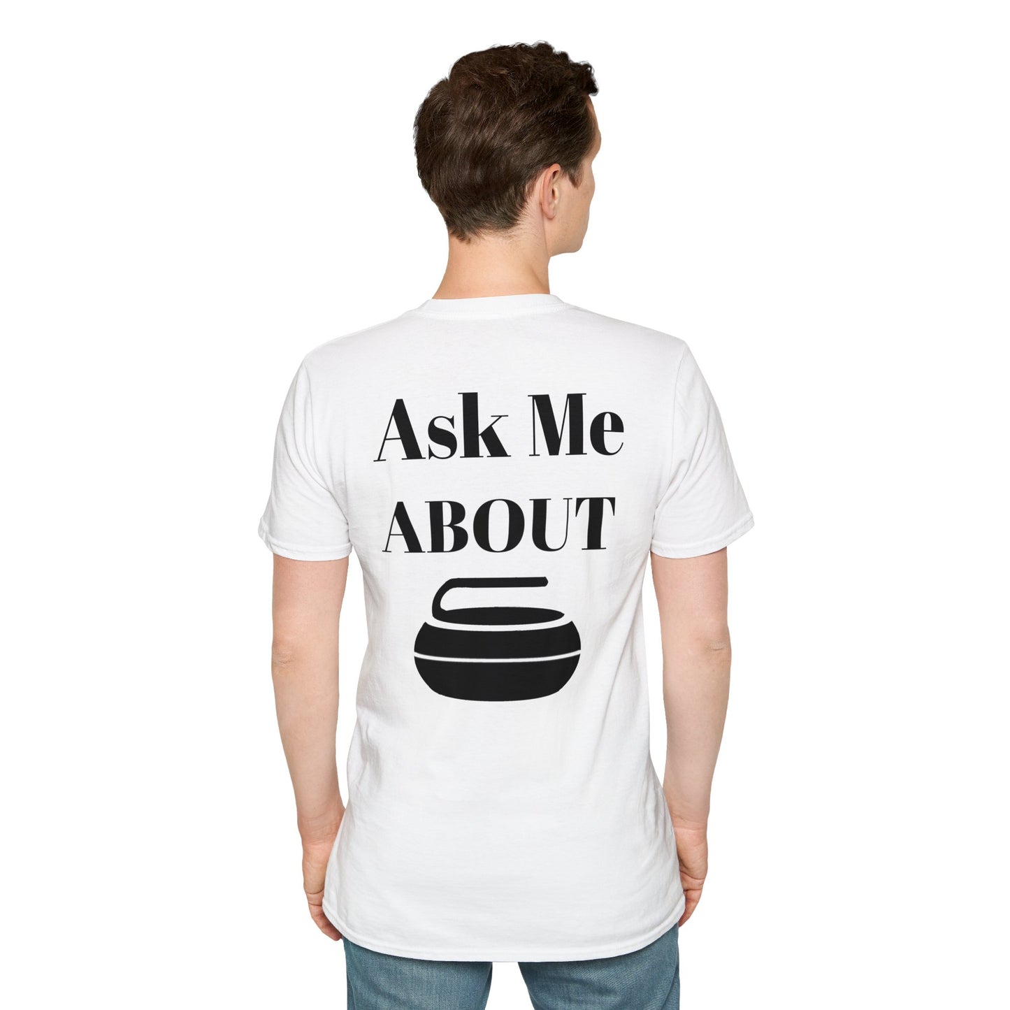 Unisex Softstyle T-Shirt – 100% Cotton | 'I Heart Curling' Front Print & 'Ask Me About Curling' Back Design | Soft, Lightweight & Comfortable