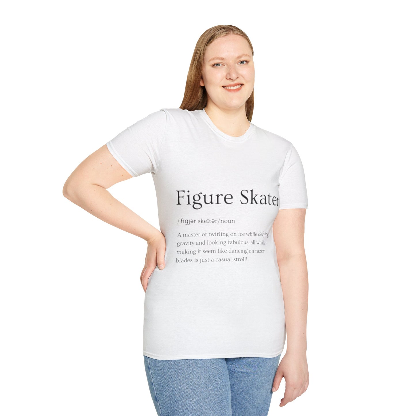 Unisex Softstyle Figure Skater T-Shirt – Defying Gravity Design | 100% Ring-Spun Cotton, Lightweight & Comfortable