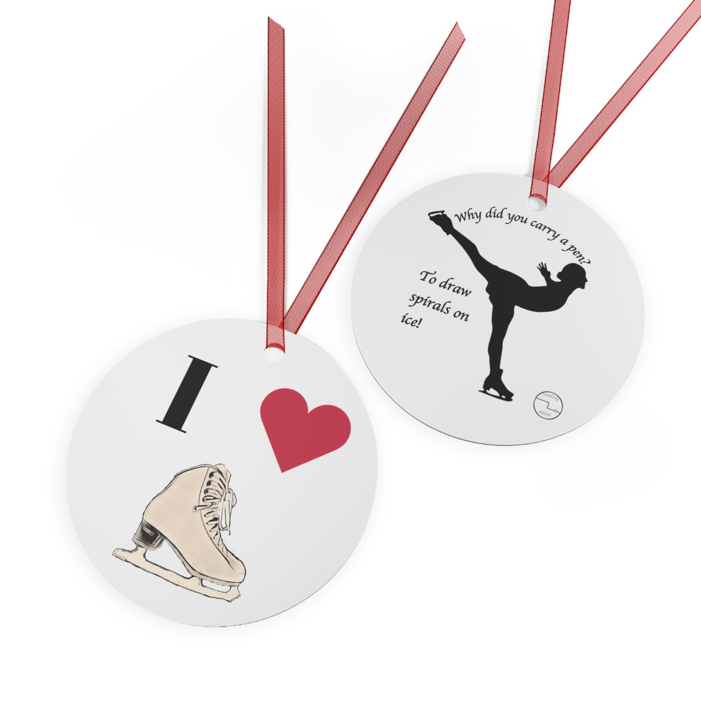 Figure Skating Christmas Metal Christmas Ornaments | I love figure skating and Spiral Joke on