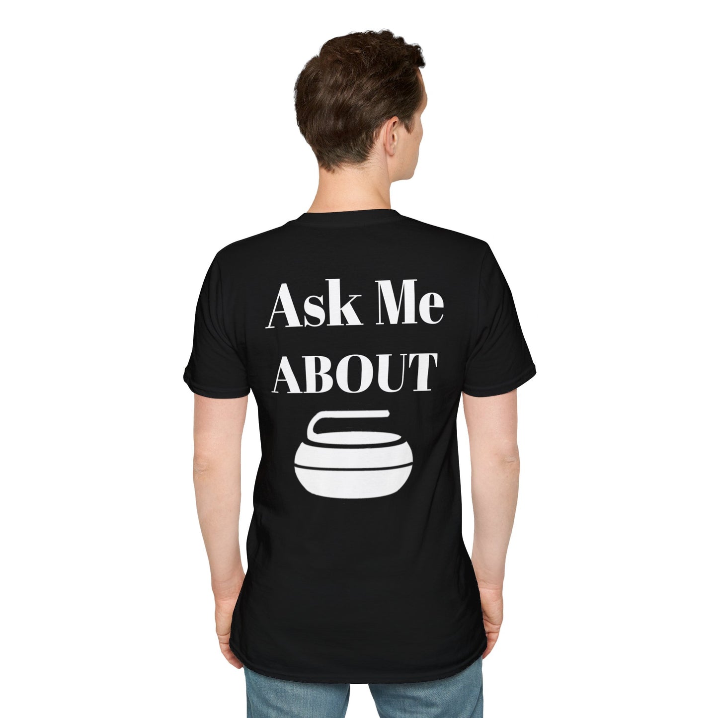 Unisex Softstyle T-Shirt – 100% Cotton | 'I Heart Curling' Front Print & 'Ask Me About Curling' Back Design | Soft, Lightweight & Comfortable