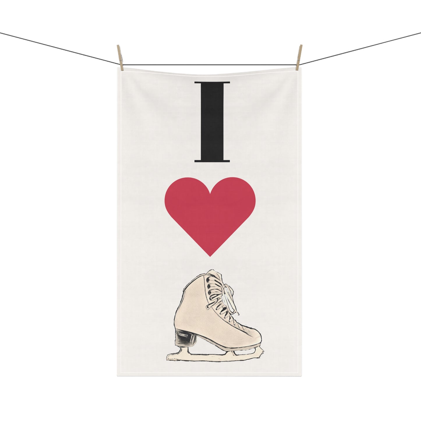 I Love Figure Skating Cotton Kitchen Towel | Eco-friendly