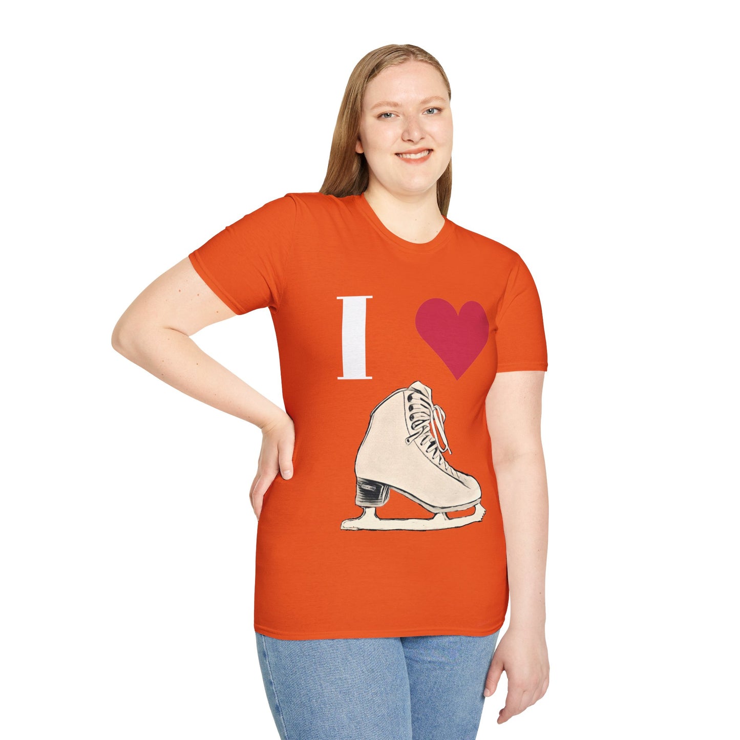Unisex Softstyle T-Shirt – 100% Cotton ‘I Love Skating’ Graphic Tee | Comfortable & Lightweight