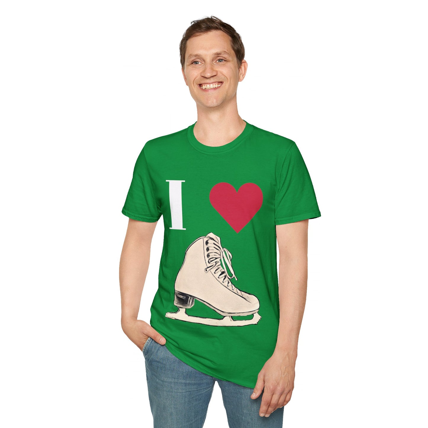 Unisex Softstyle T-Shirt – 100% Cotton ‘I Love Skating’ Graphic Tee | Comfortable & Lightweight