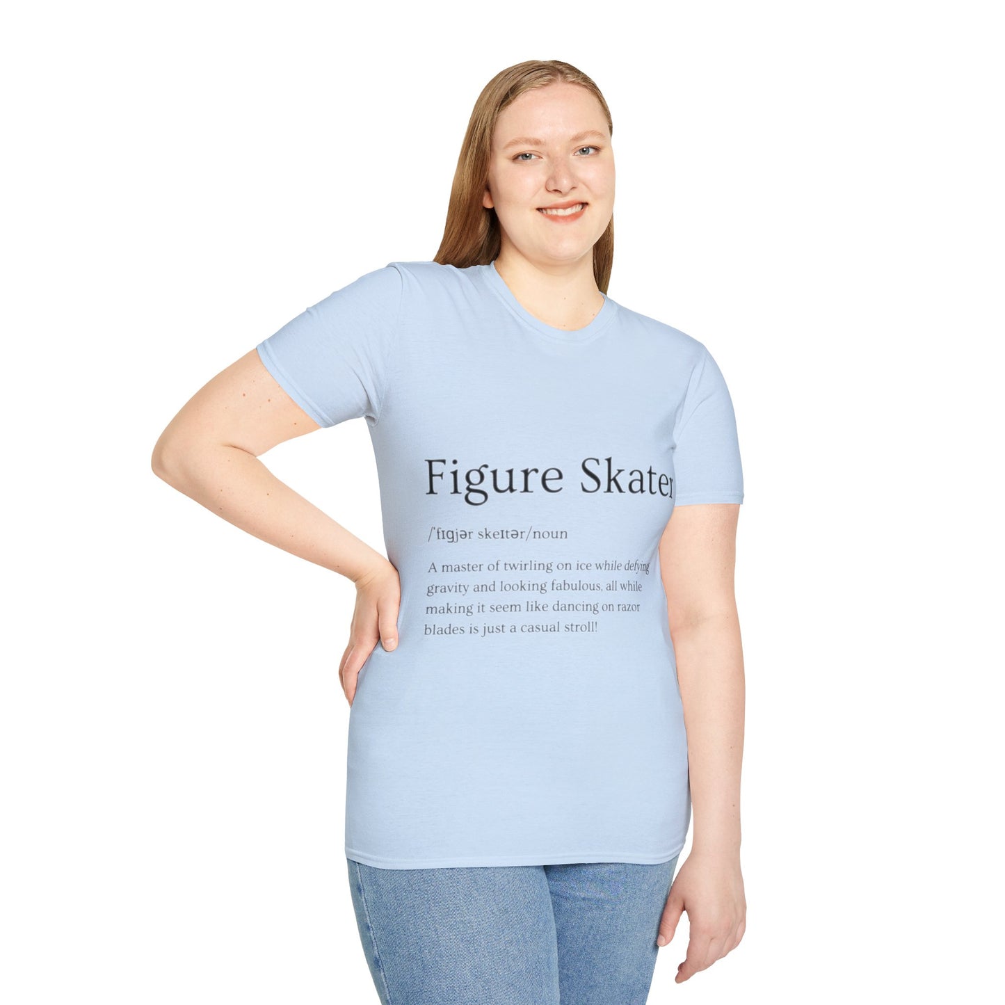 Unisex Softstyle Figure Skater T-Shirt – Defying Gravity Design | 100% Ring-Spun Cotton, Lightweight & Comfortable