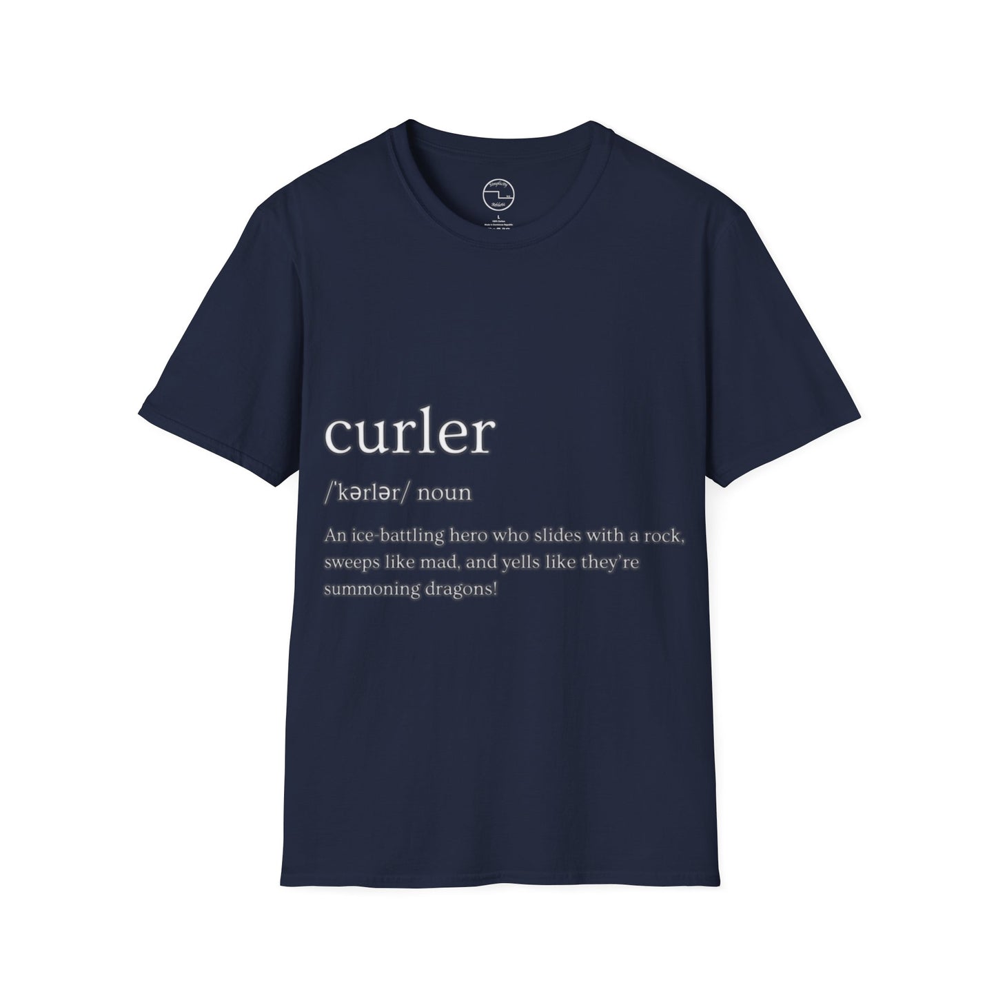 Unisex Softstyle Curling T-Shirt – Ice-Battling Hero Design | 100% Ring-Spun Cotton, Lightweight & Comfortable