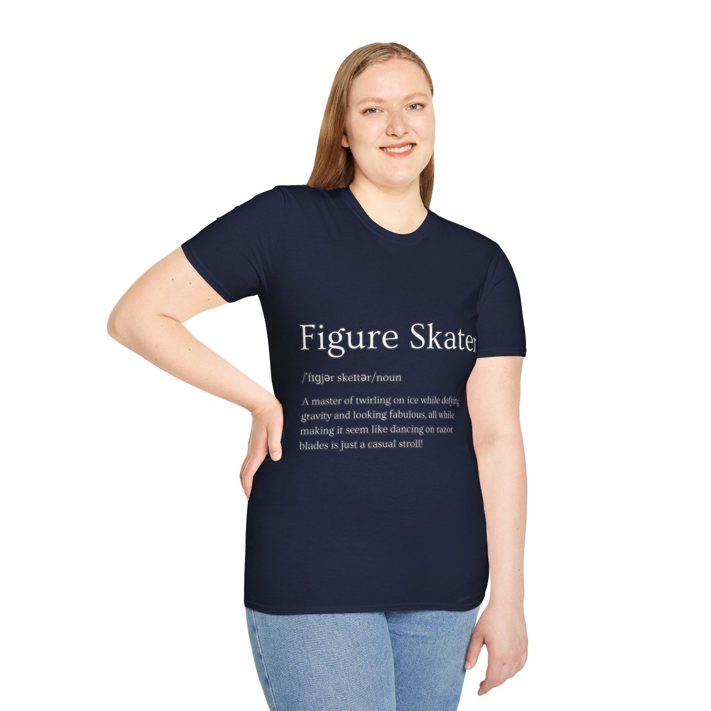 Unisex Softstyle Figure Skater T-Shirt – Defying Gravity Design | 100% Ring-Spun Cotton, Lightweight & Comfortable
