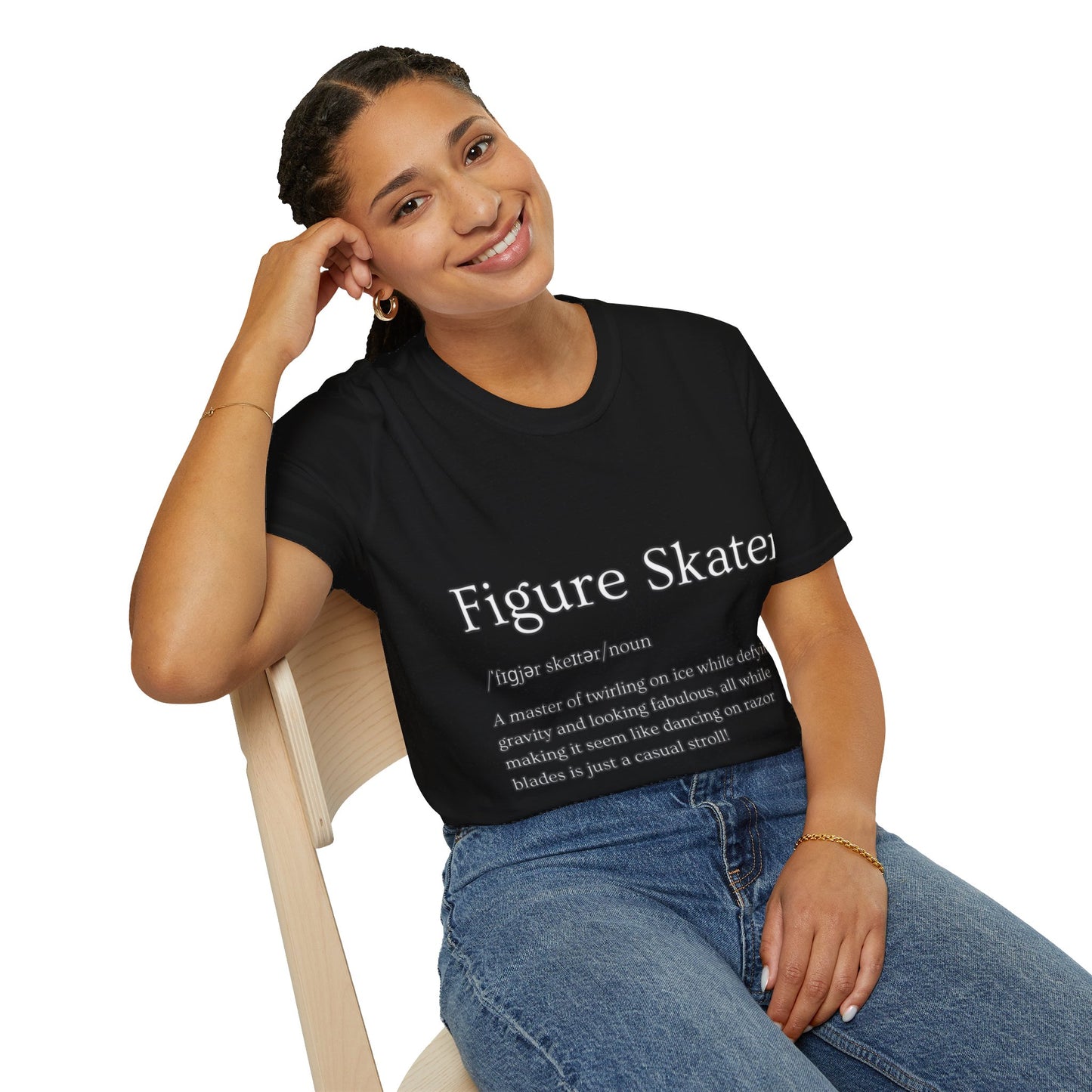 Unisex Softstyle Figure Skater T-Shirt – Defying Gravity Design | 100% Ring-Spun Cotton, Lightweight & Comfortable