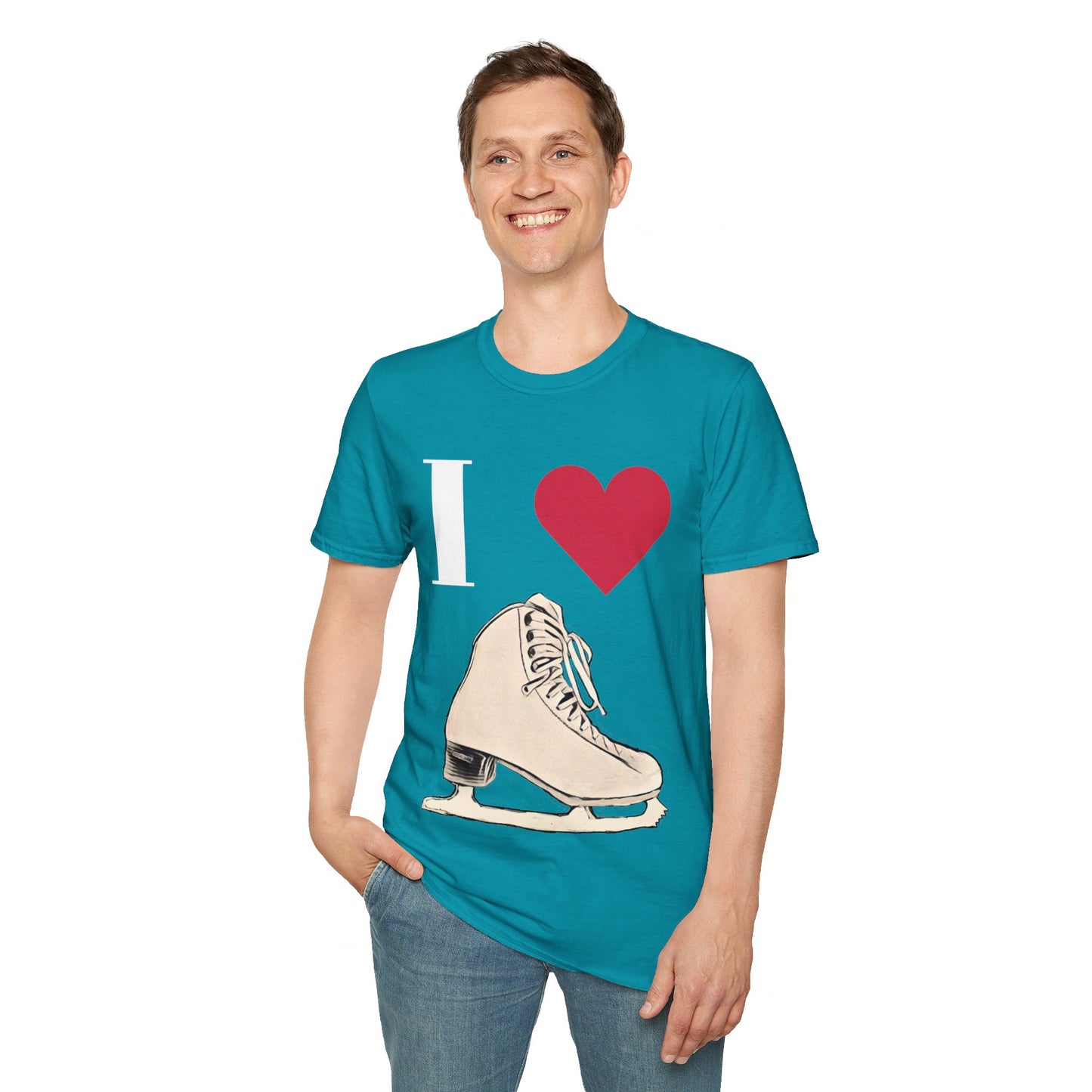 Unisex Softstyle T-Shirt – 100% Cotton ‘I Love Skating’ Graphic Tee | Comfortable & Lightweight