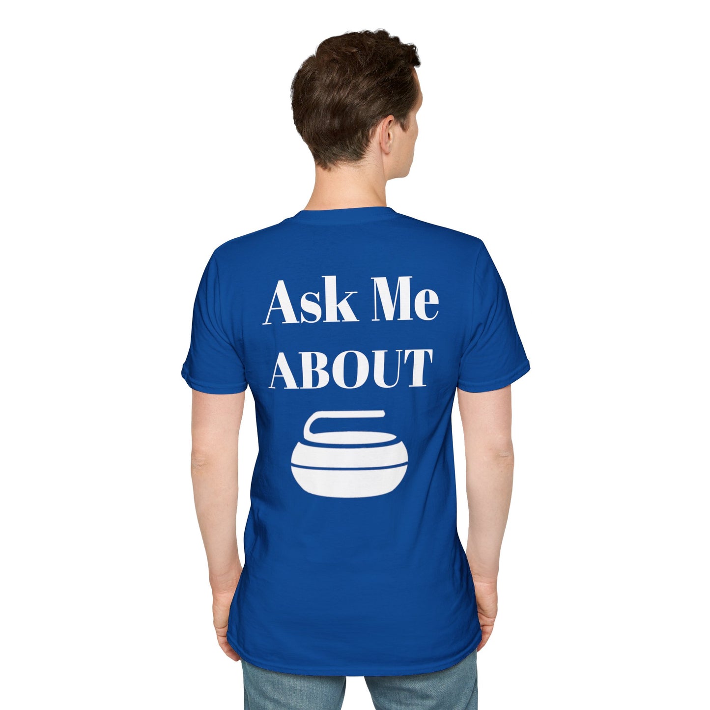 Unisex Softstyle T-Shirt – 100% Cotton | 'I Heart Curling' Front Print & 'Ask Me About Curling' Back Design | Soft, Lightweight & Comfortable