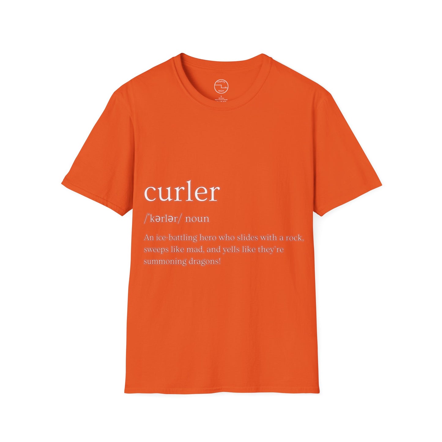 Unisex Softstyle Curling T-Shirt – Ice-Battling Hero Design | 100% Ring-Spun Cotton, Lightweight & Comfortable