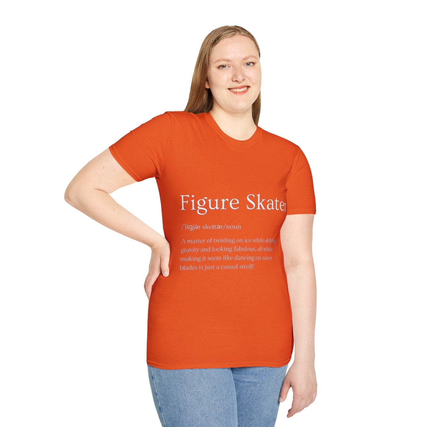 Unisex Softstyle Figure Skater T-Shirt – Defying Gravity Design | 100% Ring-Spun Cotton, Lightweight & Comfortable