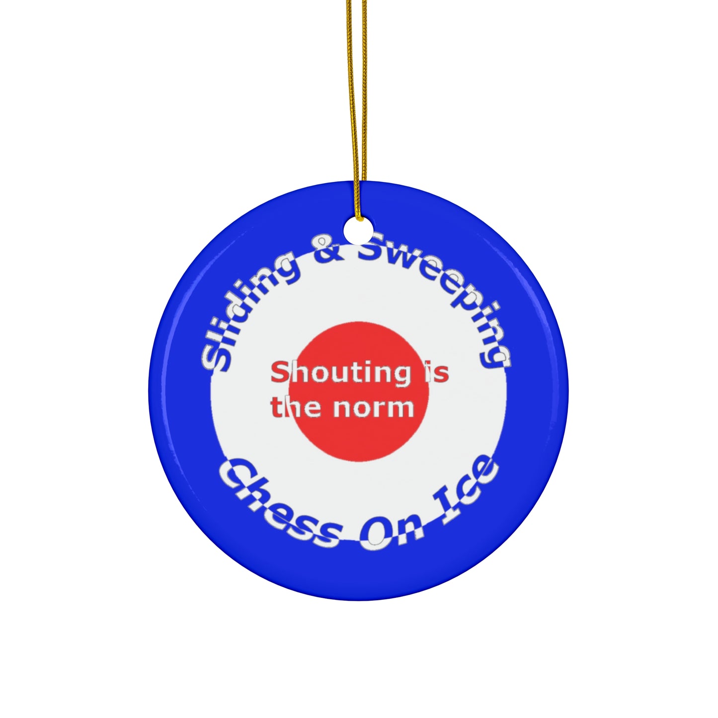Curling Chess on ice Ceramic Round Christmas Ornament