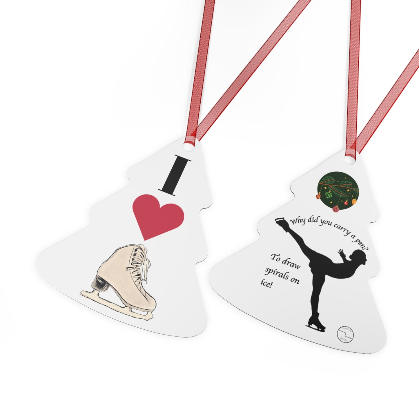 Figure Skating Christmas Metal Christmas Ornaments | I love figure skating and Spiral Joke on