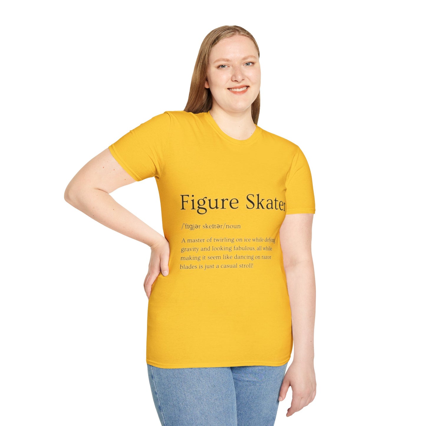 Unisex Softstyle Figure Skater T-Shirt – Defying Gravity Design | 100% Ring-Spun Cotton, Lightweight & Comfortable