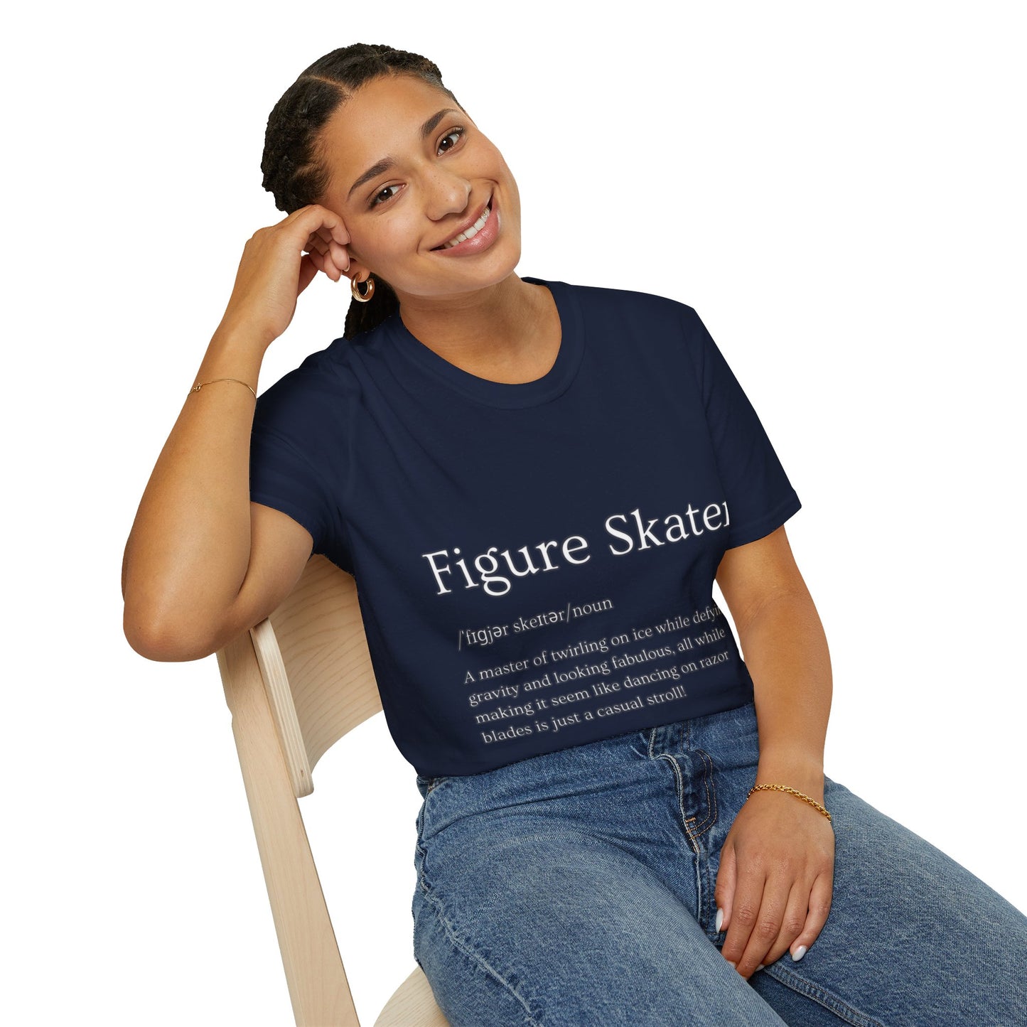 Unisex Softstyle Figure Skater T-Shirt – Defying Gravity Design | 100% Ring-Spun Cotton, Lightweight & Comfortable