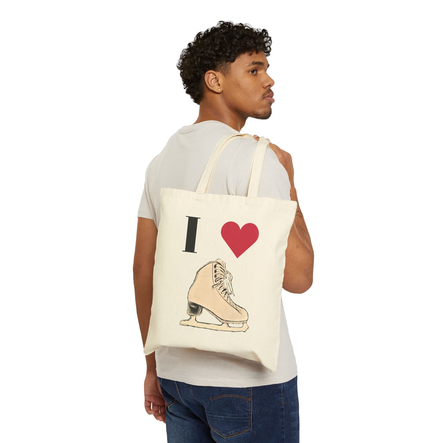 Figure Skating 100% Cotton ECO-friendly Canvas Tote Bag | Spiral Joke and "I love figure skating" designs
