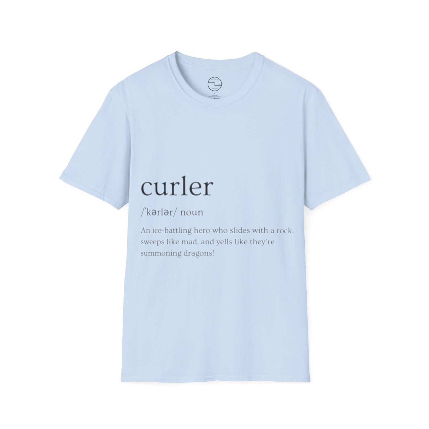Unisex Softstyle Curling T-Shirt – Ice-Battling Hero Design | 100% Ring-Spun Cotton, Lightweight & Comfortable