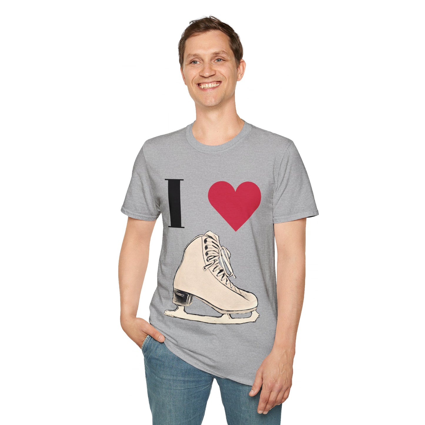 Unisex Softstyle T-Shirt – 100% Cotton ‘I Love Skating’ Graphic Tee | Comfortable & Lightweight