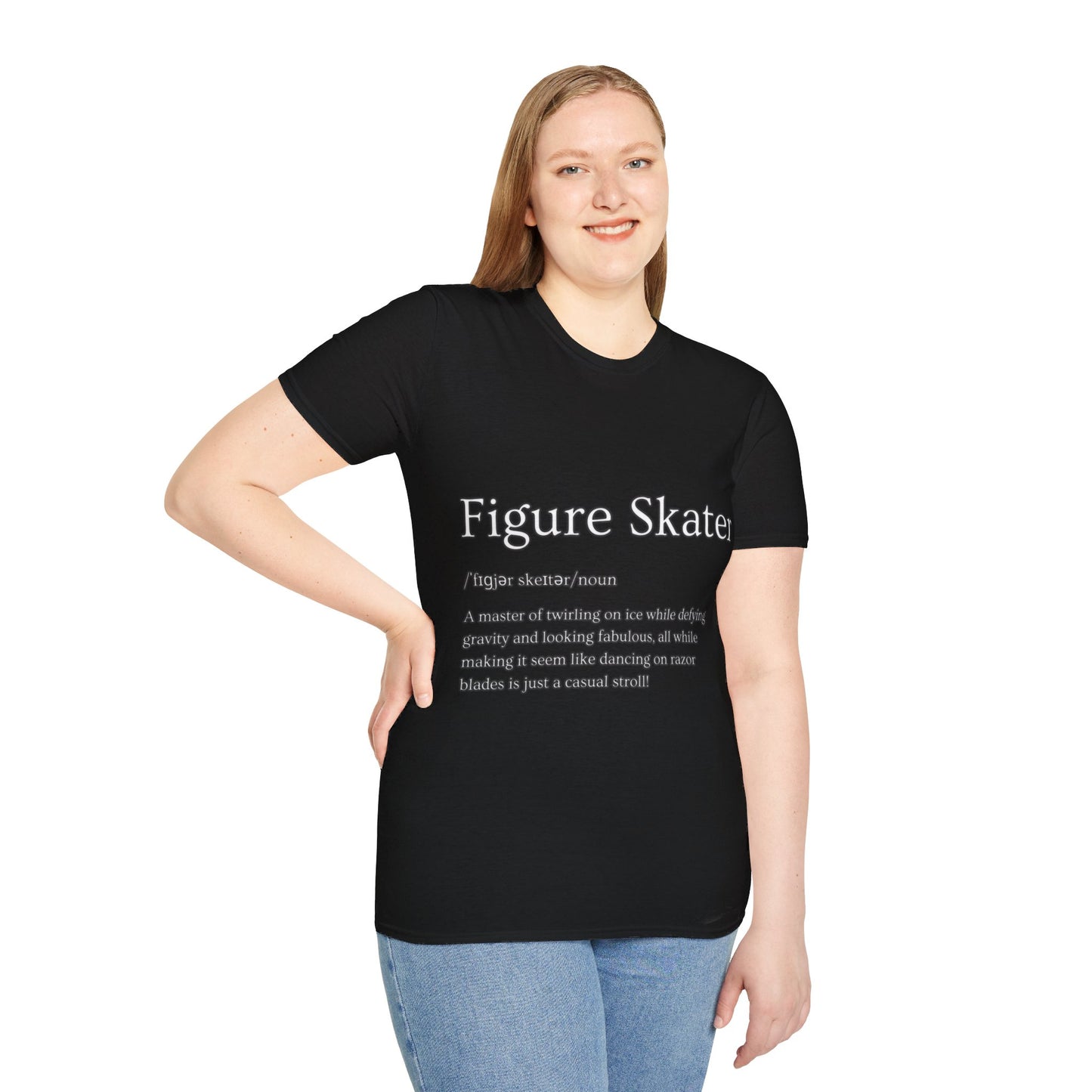 Unisex Softstyle Figure Skater T-Shirt – Defying Gravity Design | 100% Ring-Spun Cotton, Lightweight & Comfortable
