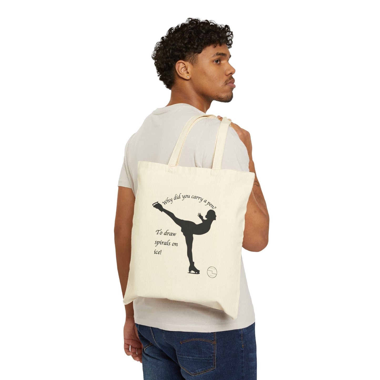 Figure Skating 100% Cotton ECO-friendly Canvas Tote Bag | Spiral Joke and "I love figure skating" designs