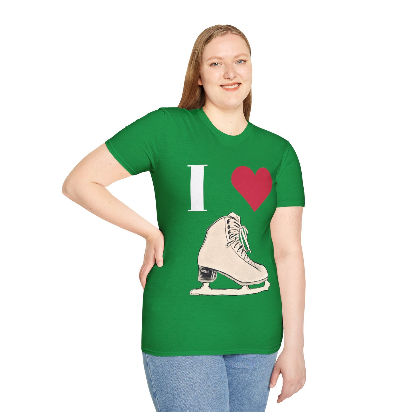 Unisex Softstyle T-Shirt – 100% Cotton ‘I Love Skating’ Graphic Tee | Comfortable & Lightweight