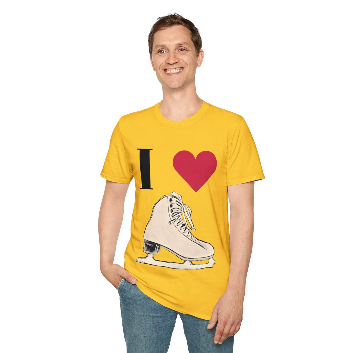 Unisex Softstyle T-Shirt – 100% Cotton ‘I Love Skating’ Graphic Tee | Comfortable & Lightweight