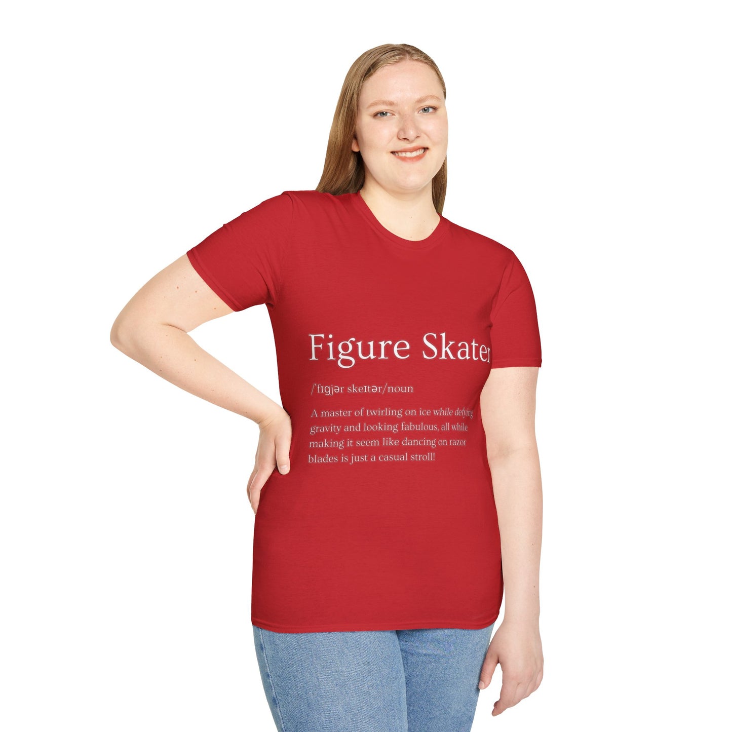 Unisex Softstyle Figure Skater T-Shirt – Defying Gravity Design | 100% Ring-Spun Cotton, Lightweight & Comfortable