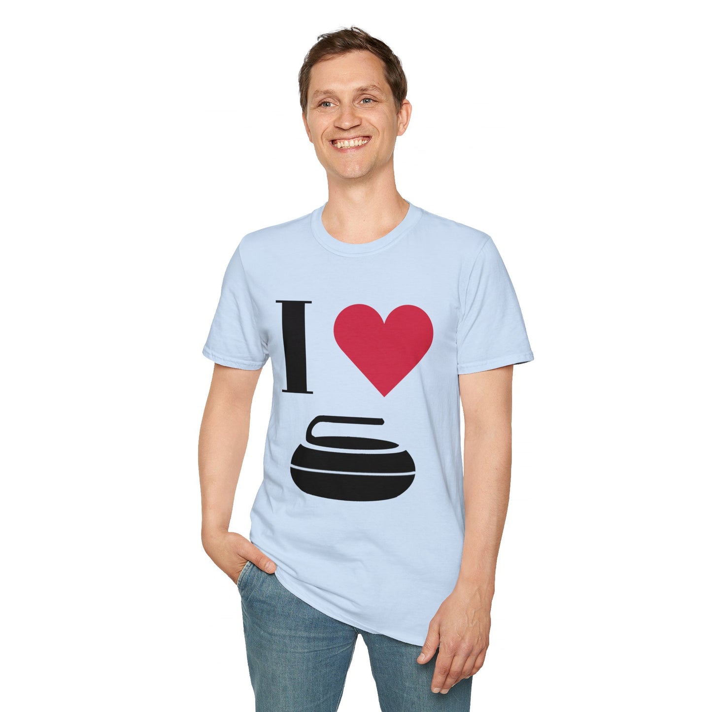 Unisex Softstyle T-Shirt – 100% Cotton | 'I Heart Curling' Front Print & 'Ask Me About Curling' Back Design | Soft, Lightweight & Comfortable