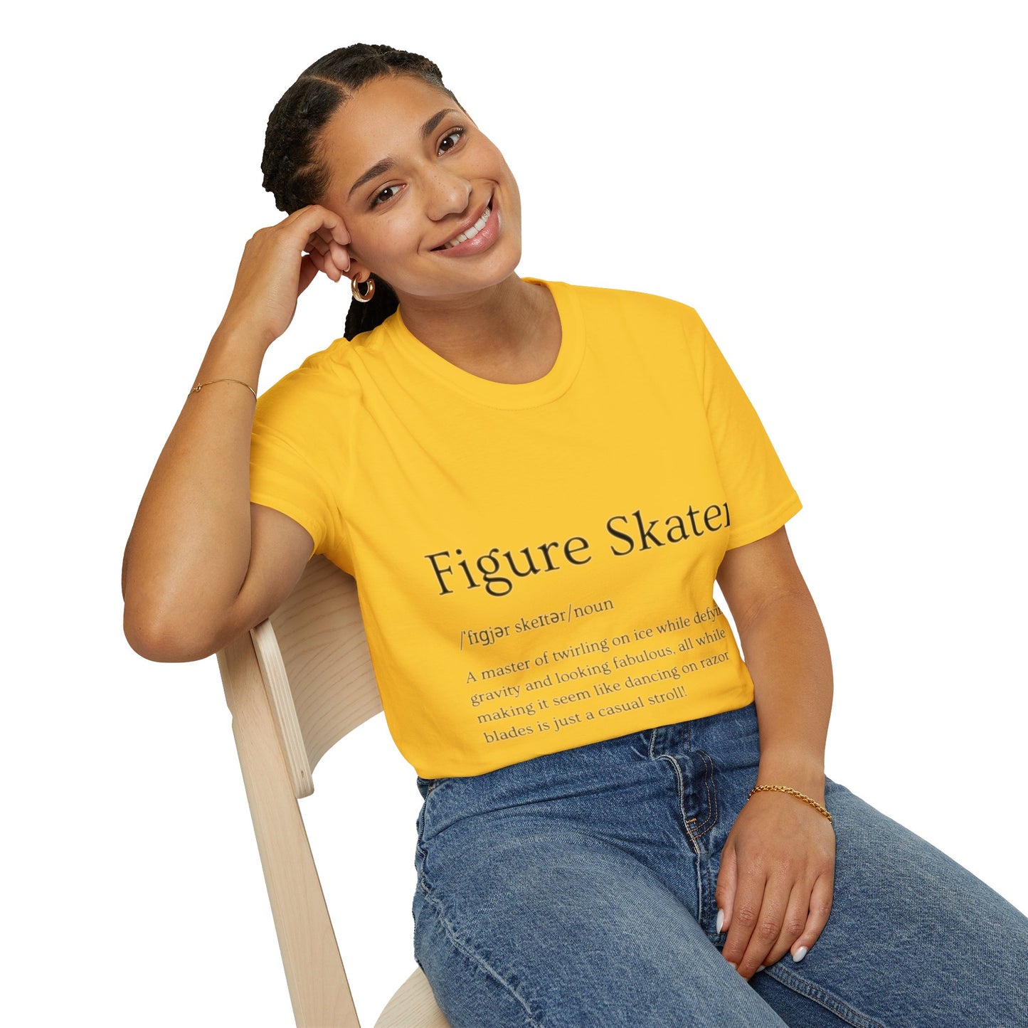 Unisex Softstyle Figure Skater T-Shirt – Defying Gravity Design | 100% Ring-Spun Cotton, Lightweight & Comfortable