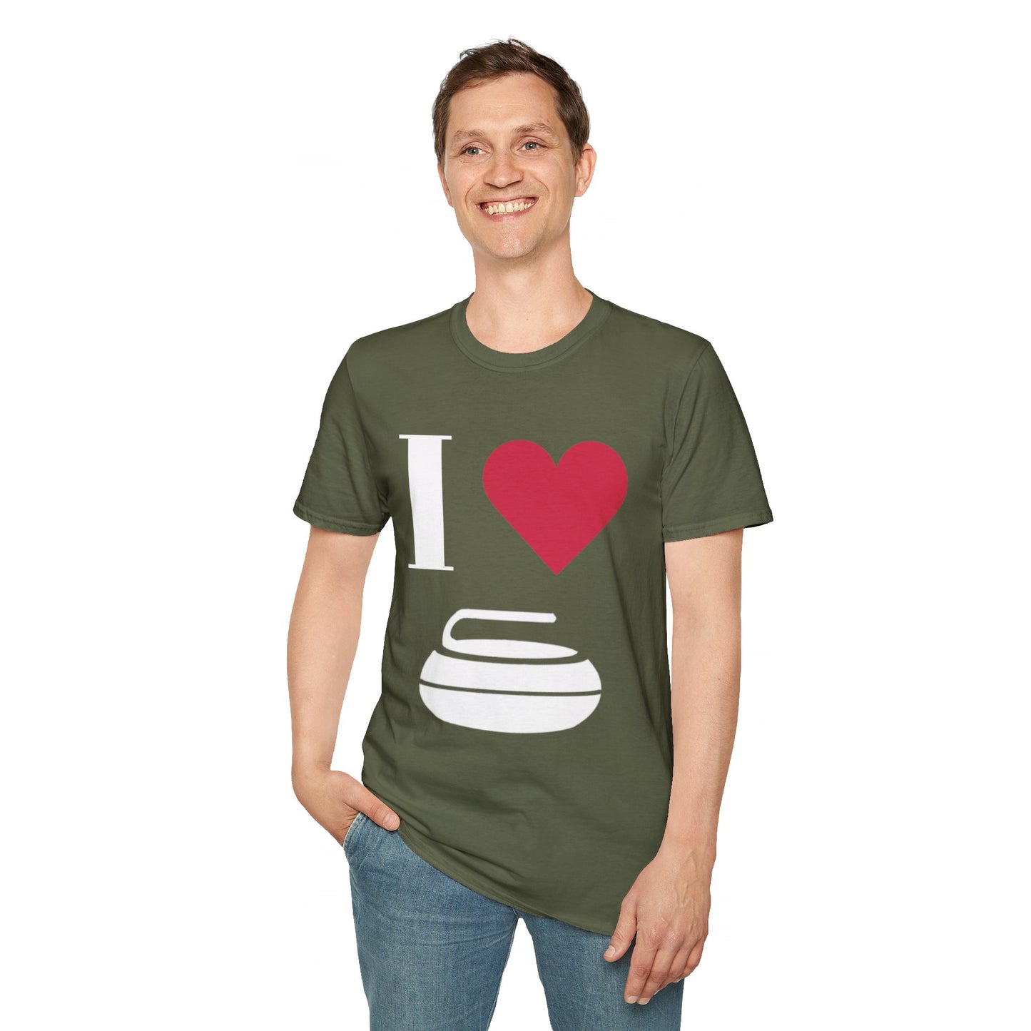 Unisex Softstyle T-Shirt – 100% Cotton | 'I Heart Curling' Front Print & 'Ask Me About Curling' Back Design | Soft, Lightweight & Comfortable