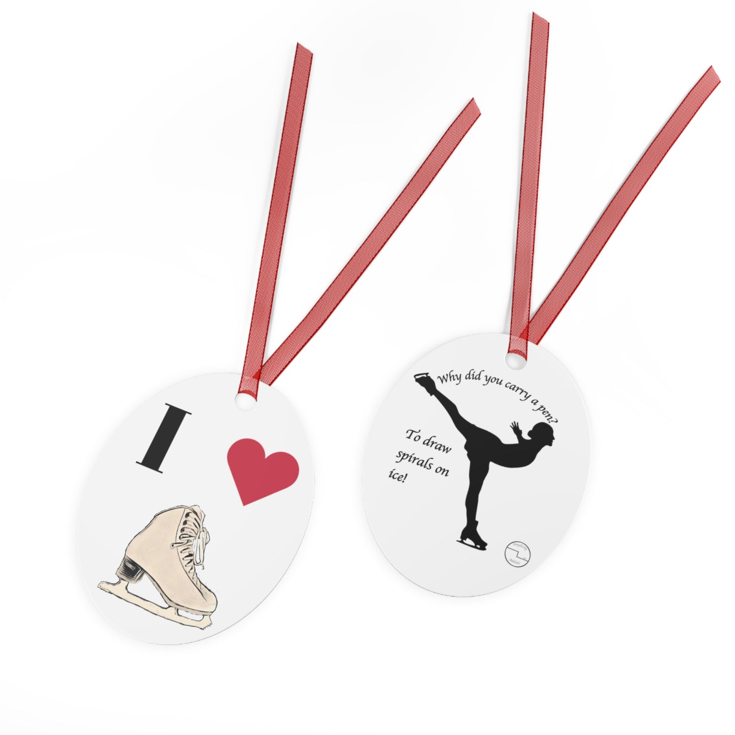 Figure Skating Christmas Metal Christmas Ornaments | I love figure skating and Spiral Joke on
