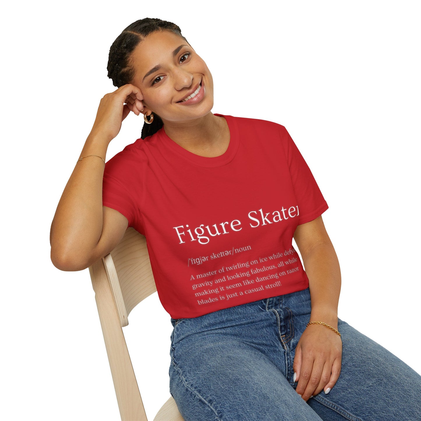 Unisex Softstyle Figure Skater T-Shirt – Defying Gravity Design | 100% Ring-Spun Cotton, Lightweight & Comfortable