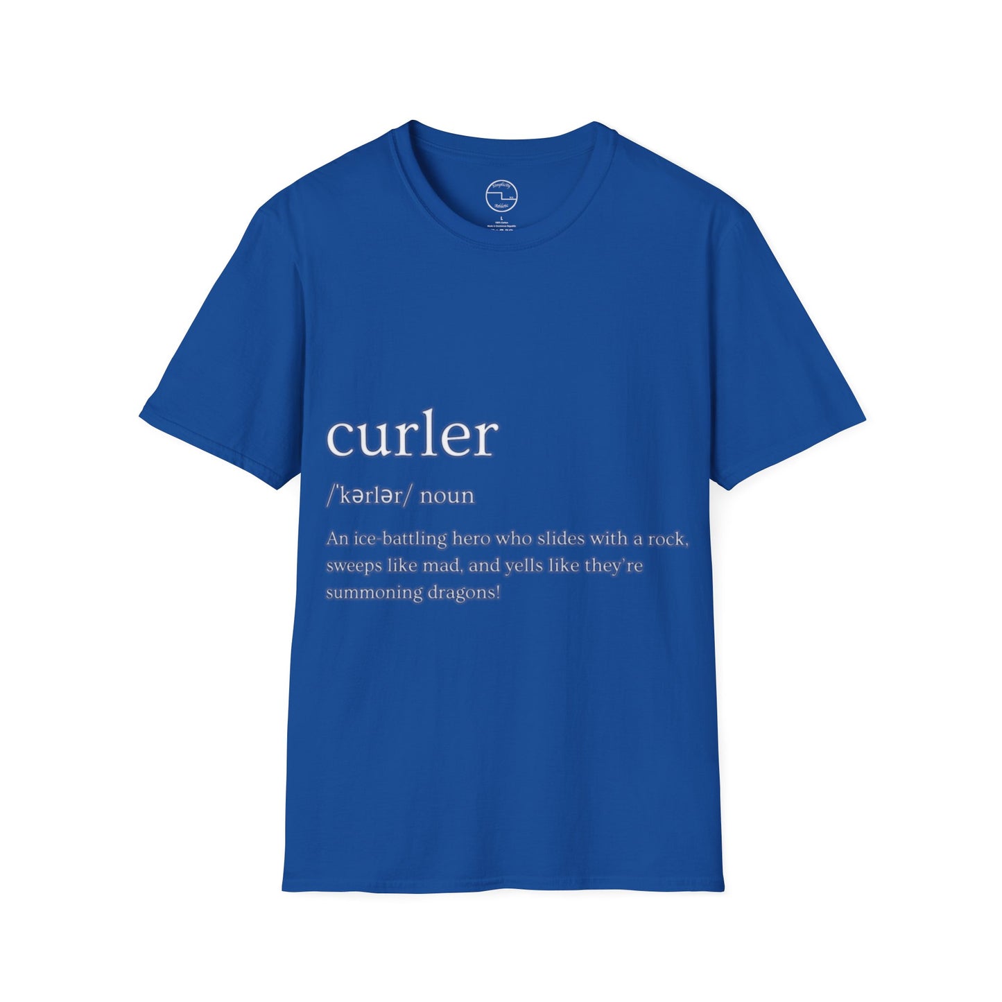Unisex Softstyle Curling T-Shirt – Ice-Battling Hero Design | 100% Ring-Spun Cotton, Lightweight & Comfortable