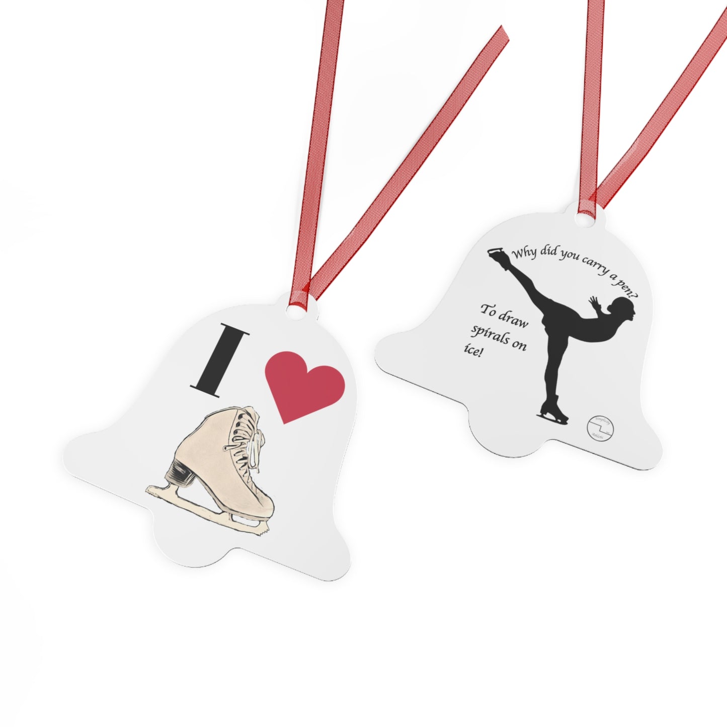 Figure Skating Christmas Metal Christmas Ornaments | I love figure skating and Spiral Joke on