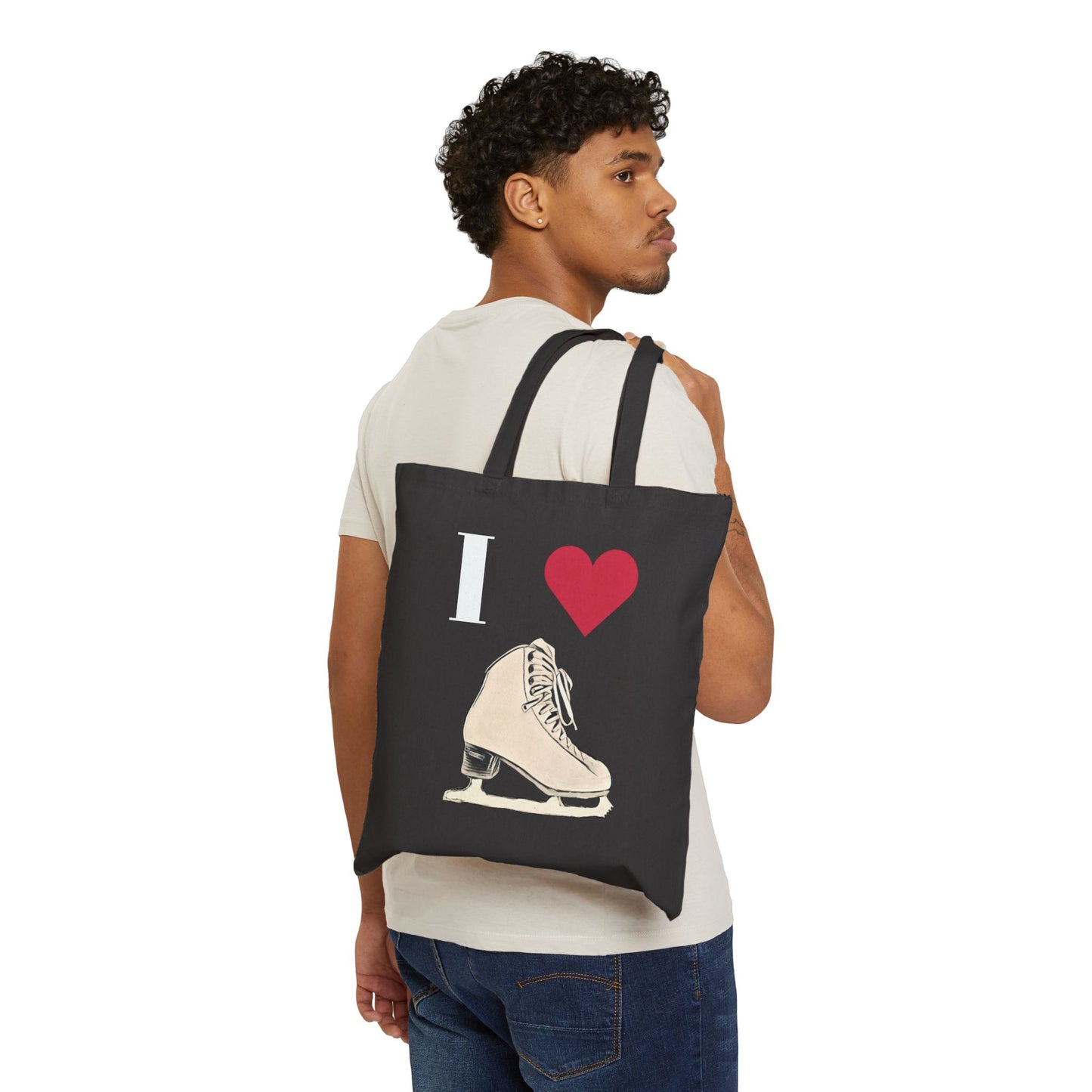 Figure Skating 100% Cotton ECO-friendly Canvas Tote Bag | Spiral Joke and "I love figure skating" designs