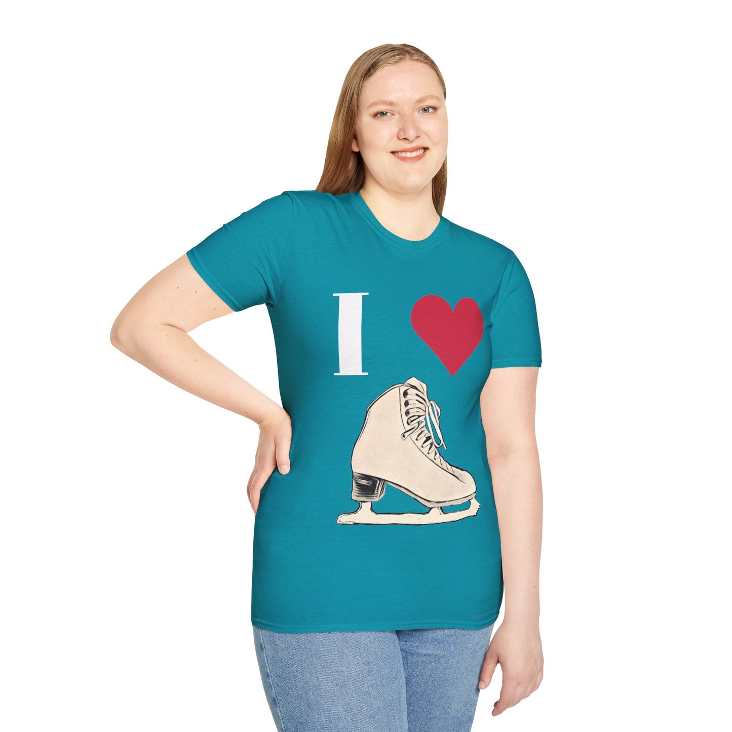 Unisex Softstyle T-Shirt – 100% Cotton ‘I Love Skating’ Graphic Tee | Comfortable & Lightweight