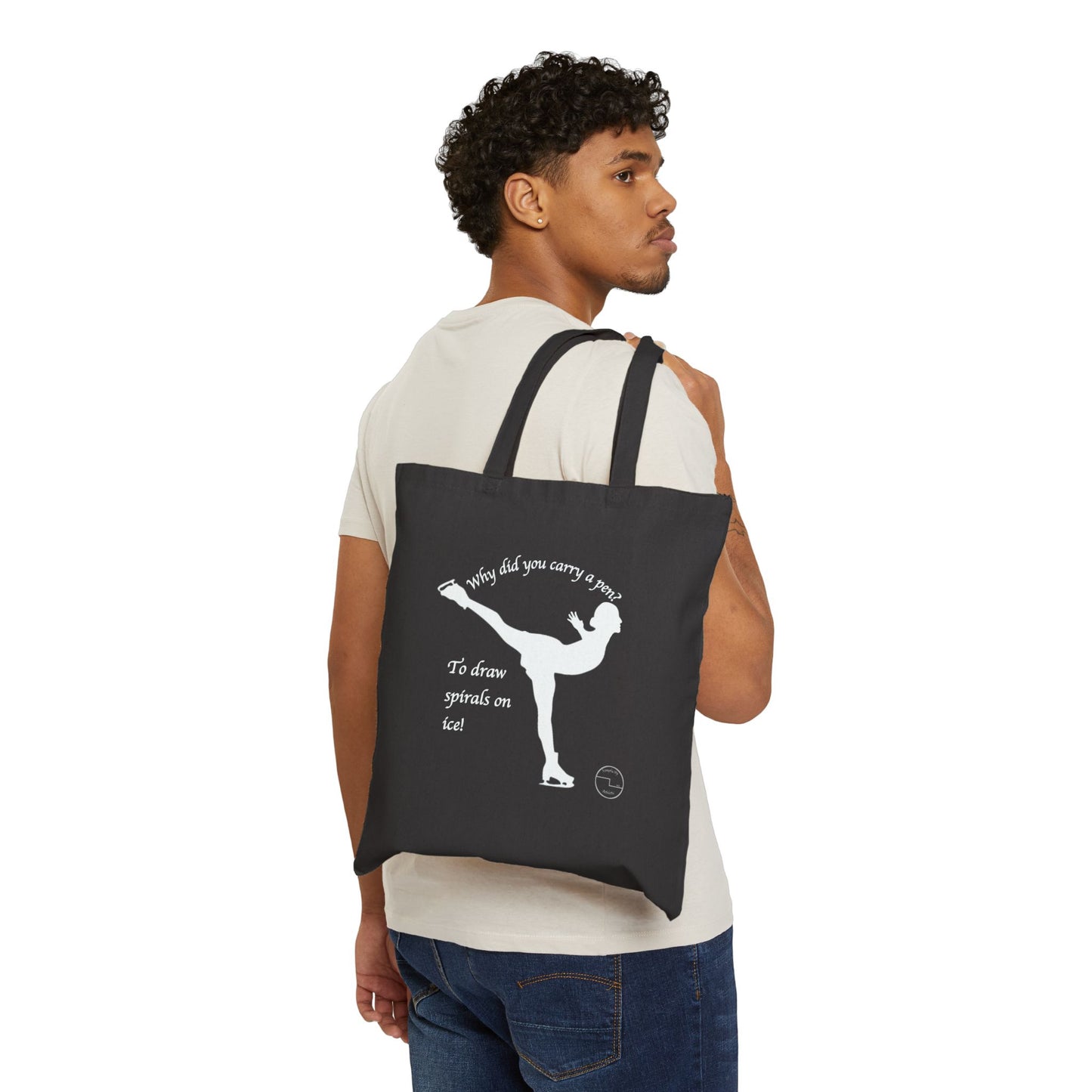 Figure Skating 100% Cotton ECO-friendly Canvas Tote Bag | Spiral Joke and "I love figure skating" designs