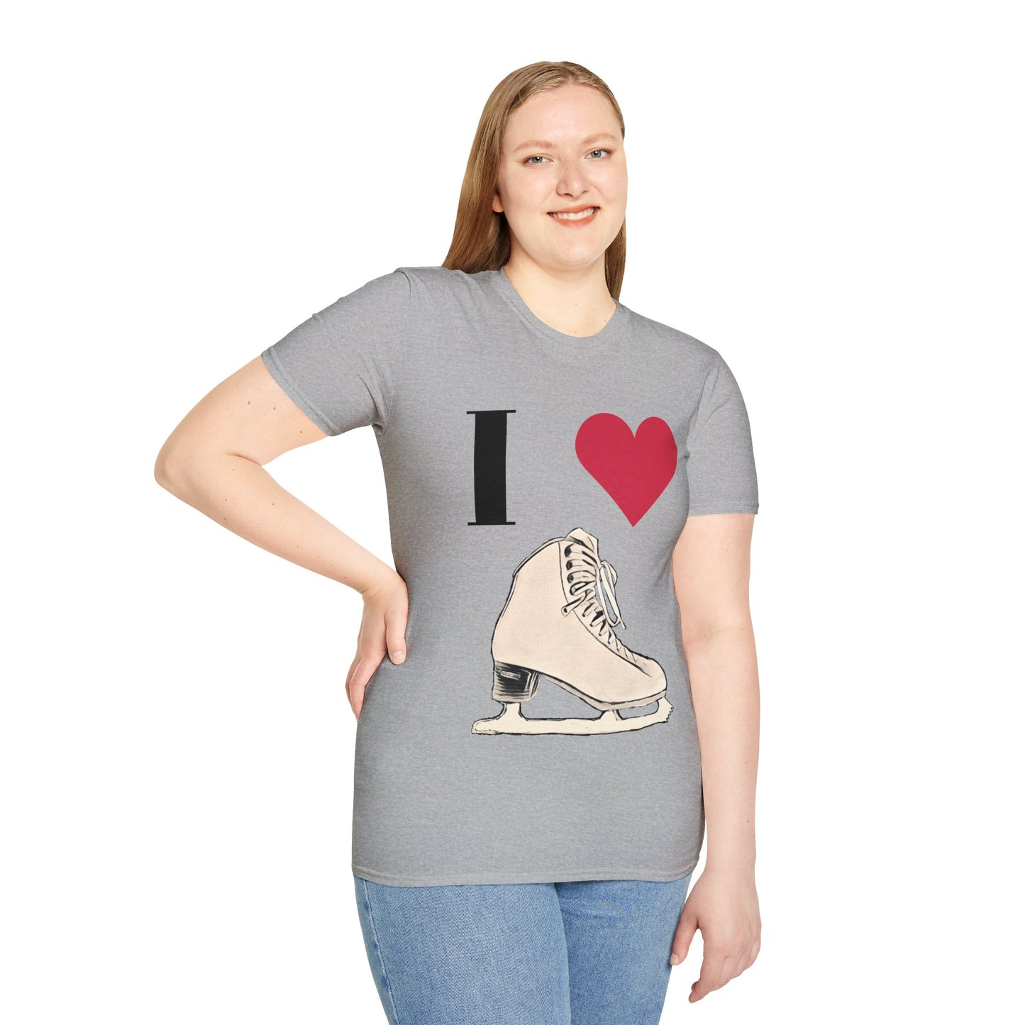 Unisex Softstyle T-Shirt – 100% Cotton ‘I Love Skating’ Graphic Tee | Comfortable & Lightweight