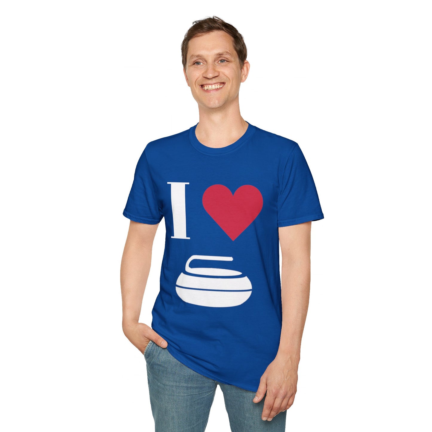 Unisex Softstyle T-Shirt – 100% Cotton | 'I Heart Curling' Front Print & 'Ask Me About Curling' Back Design | Soft, Lightweight & Comfortable