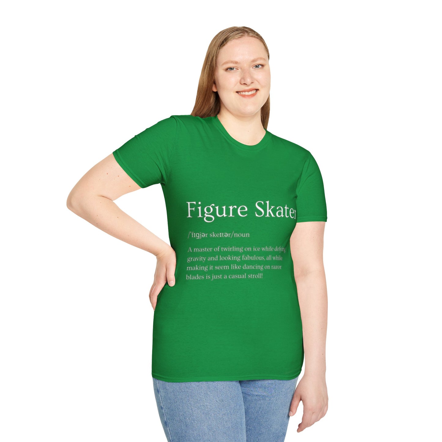 Unisex Softstyle Figure Skater T-Shirt – Defying Gravity Design | 100% Ring-Spun Cotton, Lightweight & Comfortable