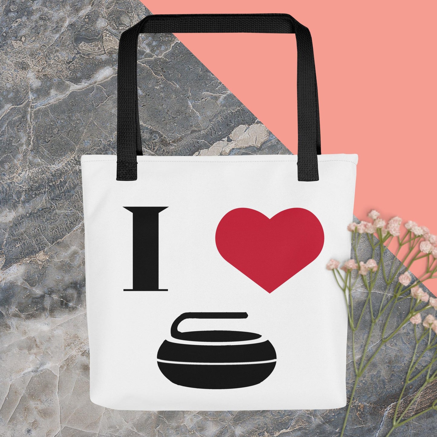 Curling Tote Bag – 'I Heart Curling' Design – Durable and Stylish Tote for Curling Enthusiasts