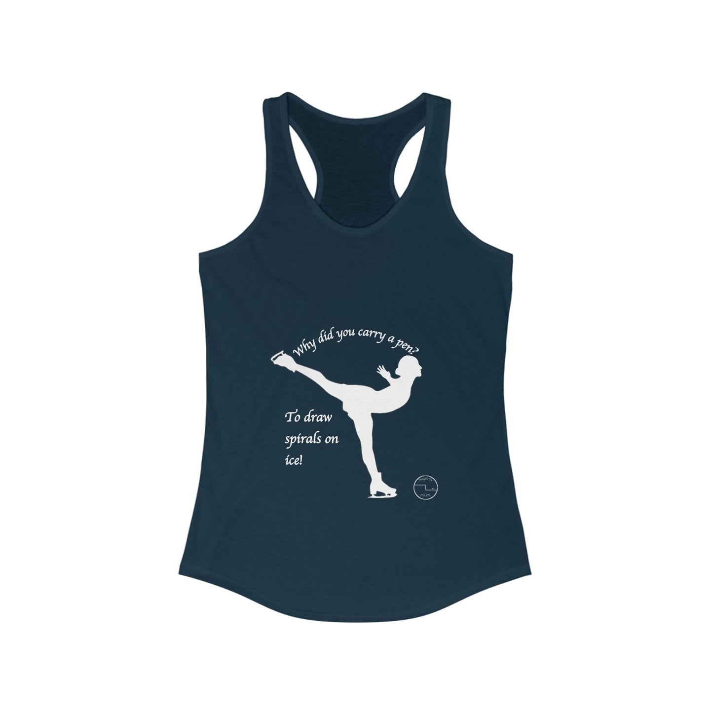 Women's Figure Skating Spiral Sketch Funny Racerback Tank Top | Extra Light