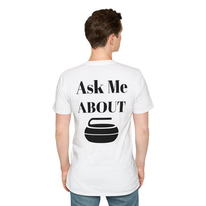 Unisex Softstyle T-Shirt – 100% Cotton | 'I Heart Curling' Front Print & 'Ask Me About Curling' Back Design | Soft, Lightweight & Comfortable