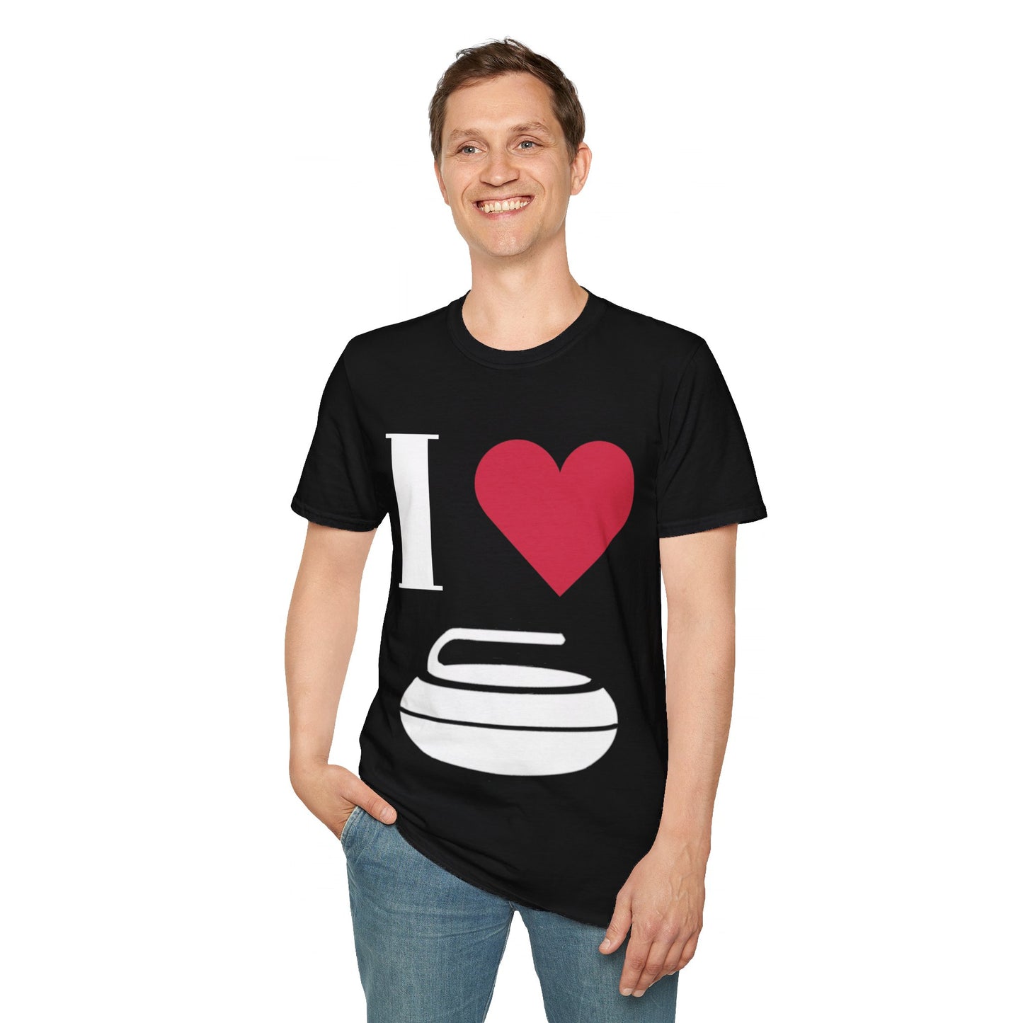 Unisex Softstyle T-Shirt – 100% Cotton ‘I Love Curling’ Graphic Tee | Soft, Lightweight & Comfortable