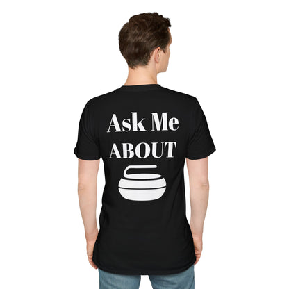 Unisex Softstyle T-Shirt – 100% Cotton | 'I Heart Curling' Front Print & 'Ask Me About Curling' Back Design | Soft, Lightweight & Comfortable