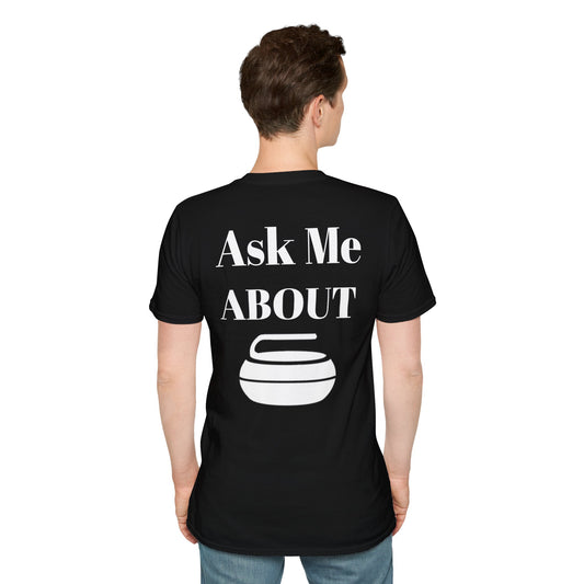Unisex Softstyle T-Shirt – 100% Cotton | 'I Heart Curling' Front Print & 'Ask Me About Curling' Back Design | Soft, Lightweight & Comfortable