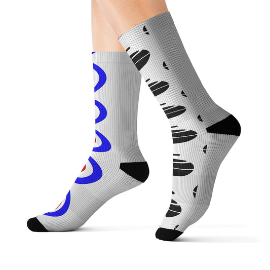 Sublimation Socks with Curling Stones and Houses - Fleece Lined Comfort and Style