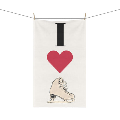 I Love Figure Skating Cotton Kitchen Towel | Eco-friendly