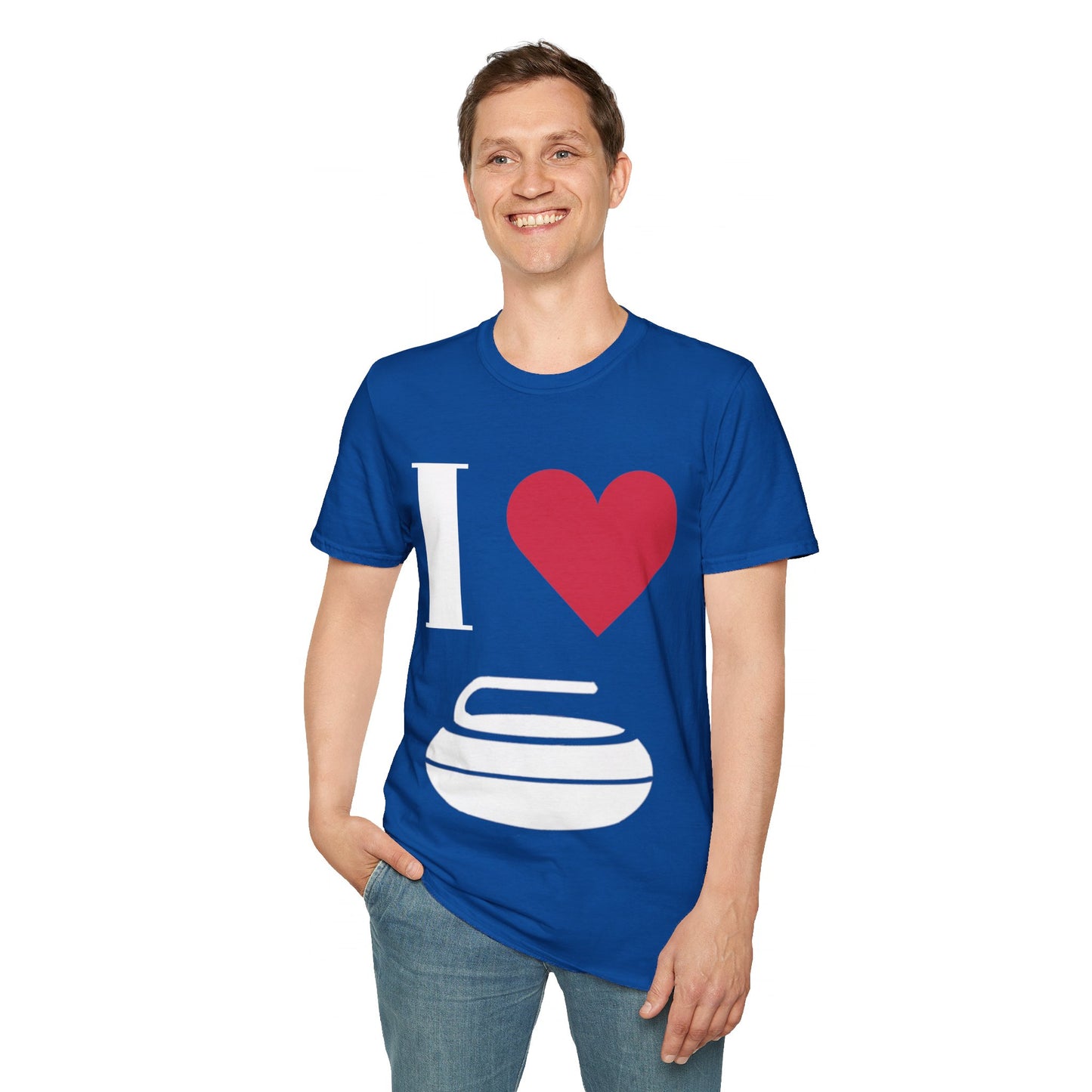 Unisex Softstyle T-Shirt – 100% Cotton ‘I Love Curling’ Graphic Tee | Soft, Lightweight & Comfortable